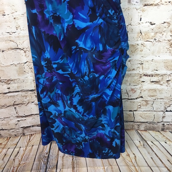 ❌SOLD❌Chaps Drape Front Ruched Poly Dress - Picture 3 of 8